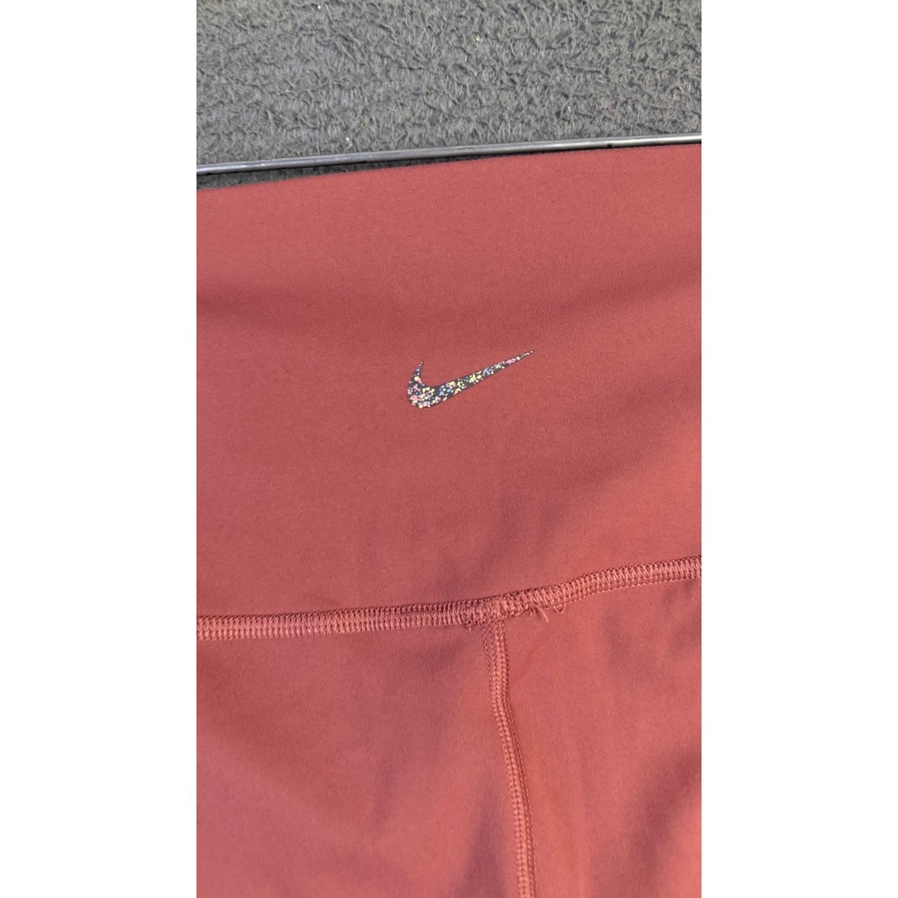 Nike Yoga Dri-Fit Leggings Womens Large Pink Colorblock Ankle Stretch Activewear - Picture 7 of 8